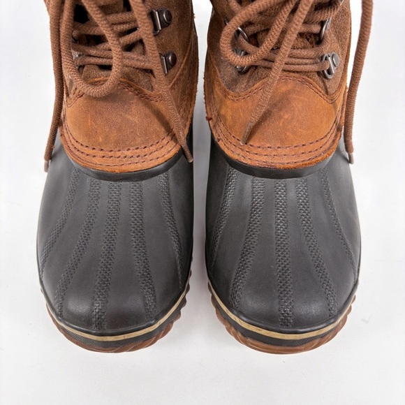 SOREL | Winter Fancy Lace-Up II Leather Duck Boots in Brown | Sz 9 - Picture 7 of 16